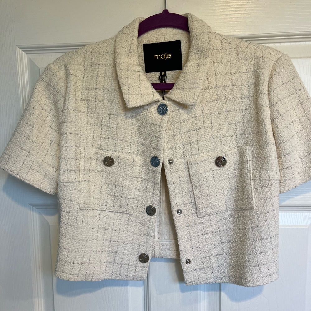 MAJE VILLONI CROP TWEED JACKET - Picture 3 of 6
